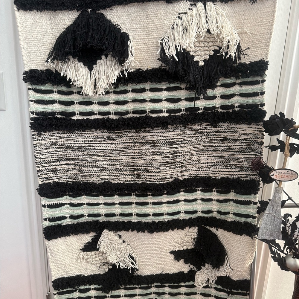 Black and White Woven Wall Hanging